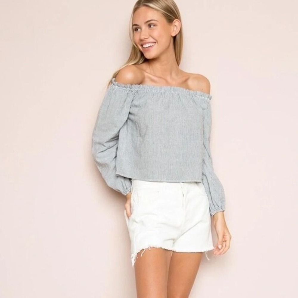 Brandy Melville Striped Off The‎ Shoulder Top